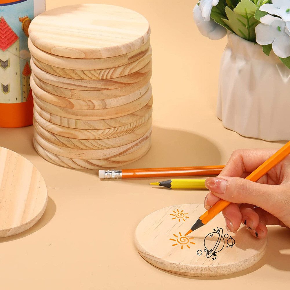 GarveeMore Küchenorganizer-Set 10pcs Unfinished Holz Untersetzer Diy Runde günstig online kaufen