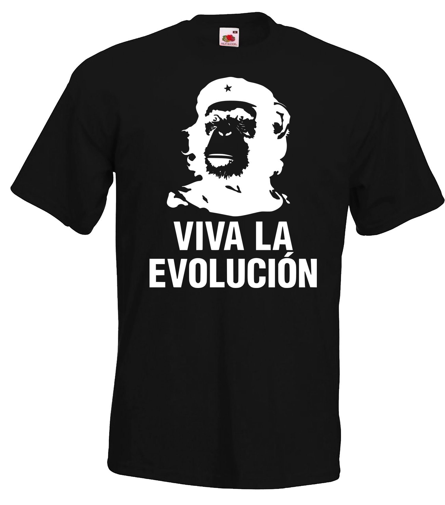la trendigem Evolucion mit T-Shirt Designz Youth Schwarz T-Shirt Herren Viva Frontdruck Fun
