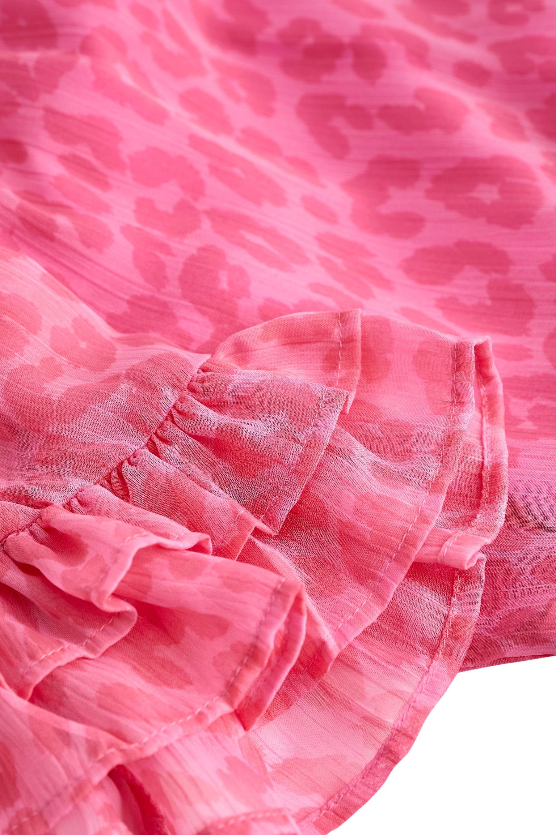 Animal-Print (1-tlg) Rüschen mit Next Druckkleid im Pink Kleid