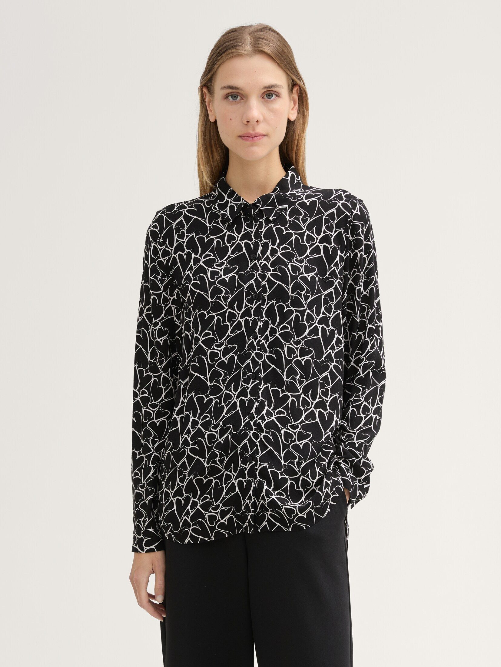 Langarmbluse Bluse mit Allover-Print