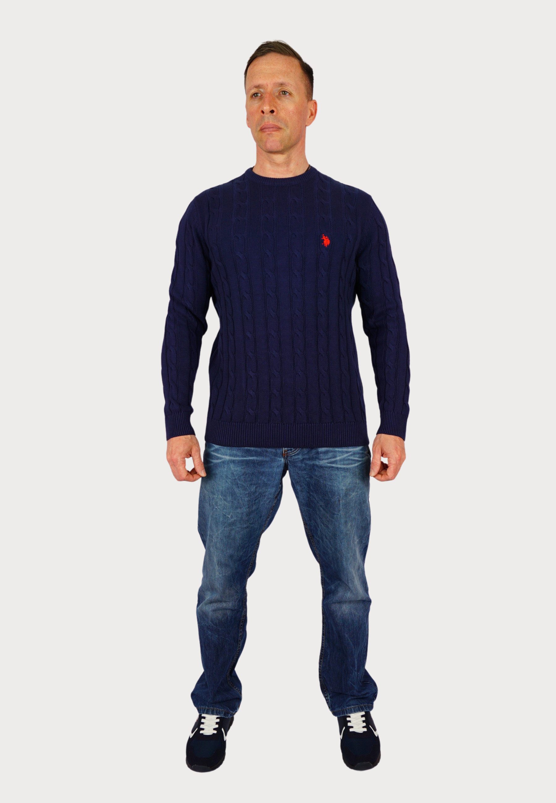 U.S. Polo Assn. Strickpullover Pullover Strick Zopfmuster (1-tlg) günstig online kaufen