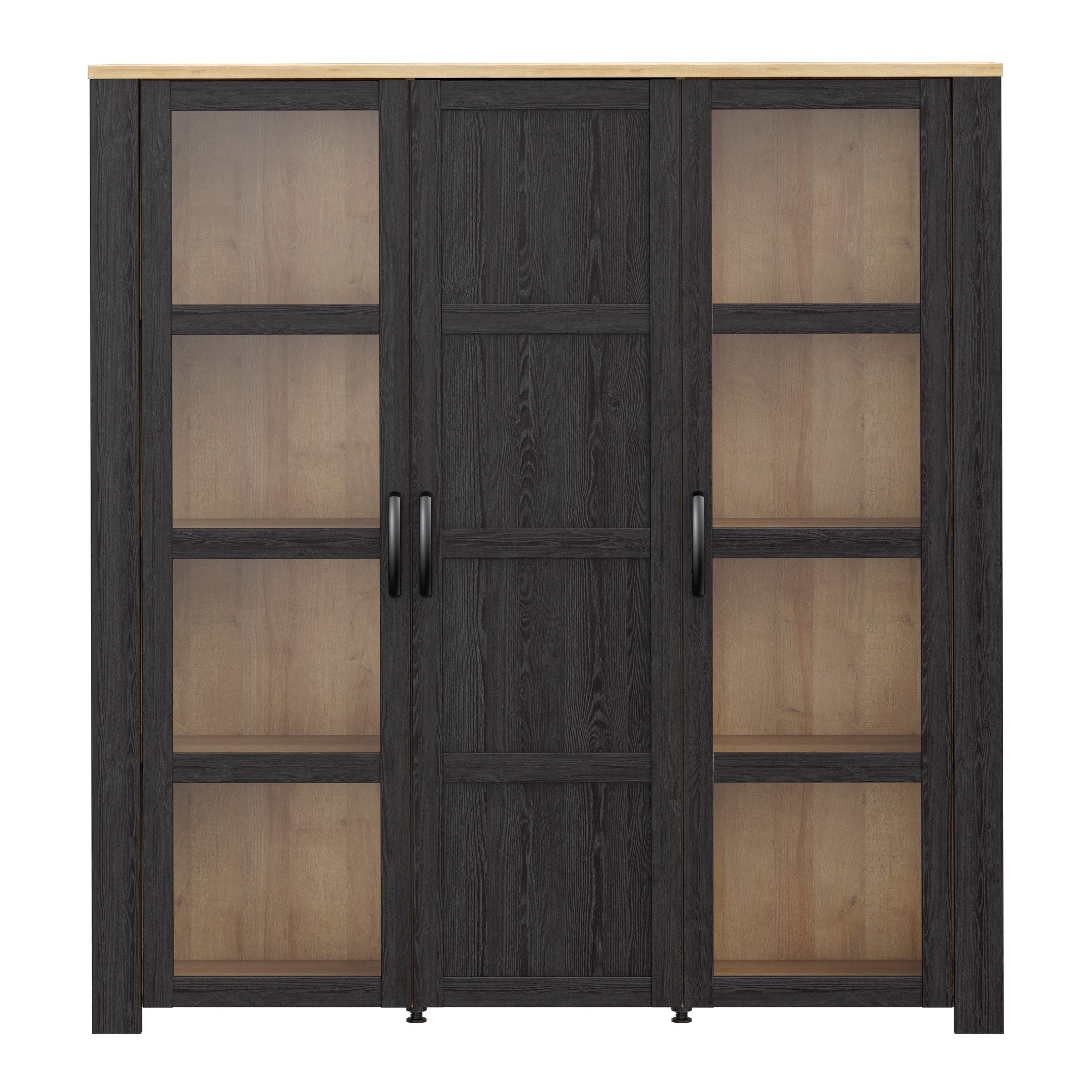 PREISBRECHER Stauraumvitrine BOHOL in Eiche Dekor / Cabezone - 151,1x160,6x42cm (BxHxT)