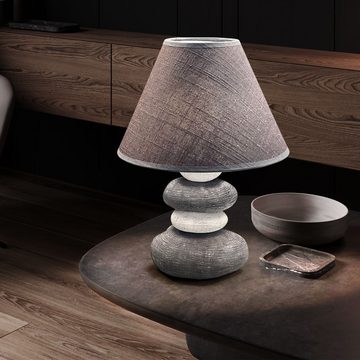 etc-shop Tischleuchte, Leuchtmittel nicht inklusive, Tischleuchte Schlafzimmerleuchte Wohnzimmerlampe Keramik grau E14