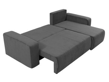 MIRJAN24 Ecksofa Piano L Cord, mit Bettkasten und Schlaffunktion, Schwarze Füße, Wellenfeder, L-Form