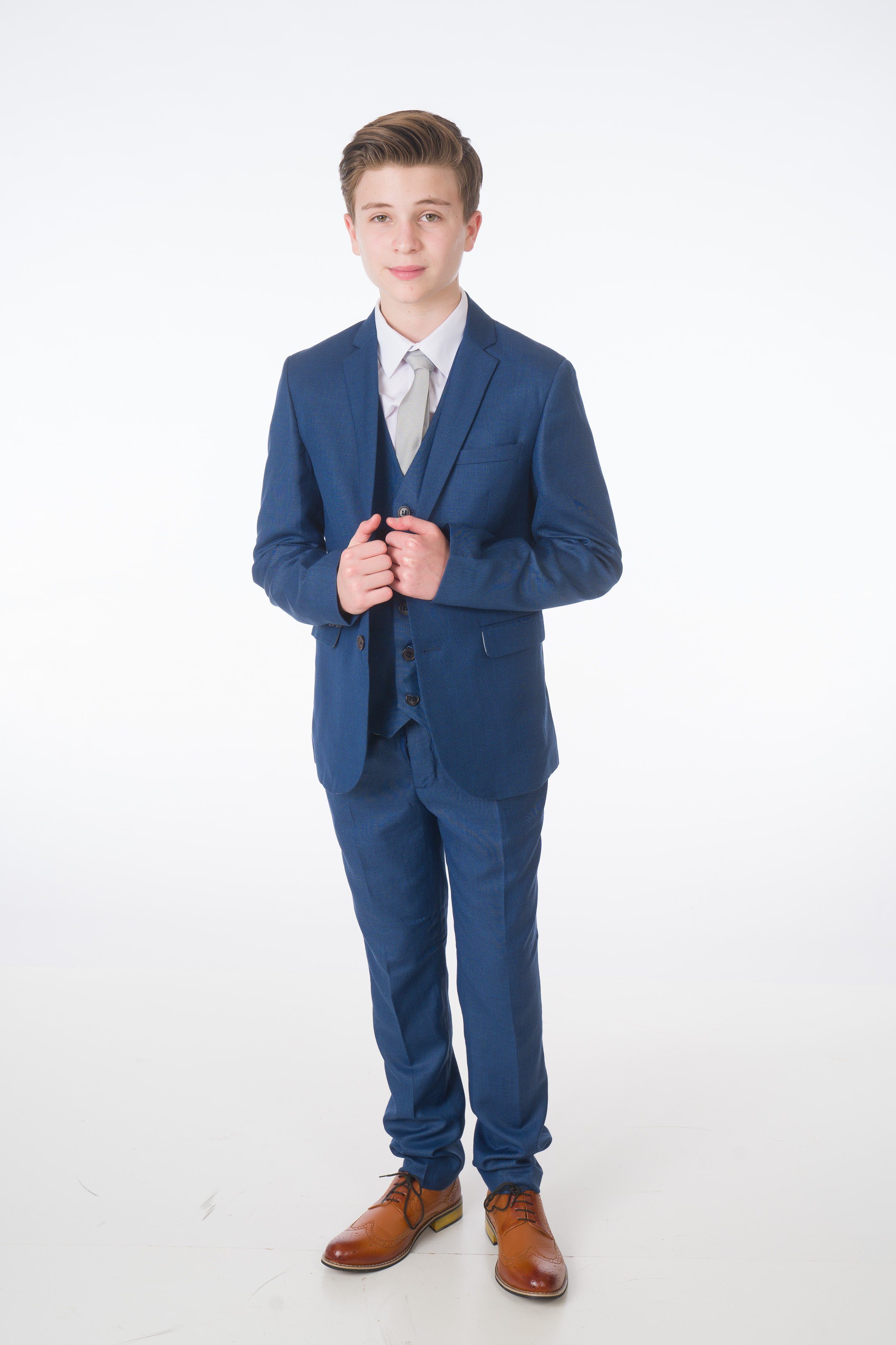 Melli-Trends Kinderanzug 5-teilig »Premium Jungen Anzug, Kommunionanzug  blau« (5-Teilig) festlich, elegant