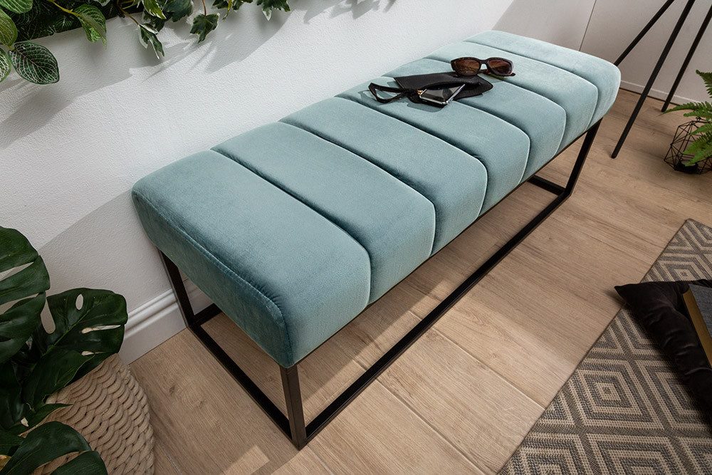 riess-ambiente Sitzbank PETIT BEAUTÉ 110cm salbei mint / schwarz · Flurbank mit Samt-Bezug (Einzelartikel, 1-St), Wohnzimmer · Metall · Schlafzimmer · Sitzkomfo – Bild 4 von 5