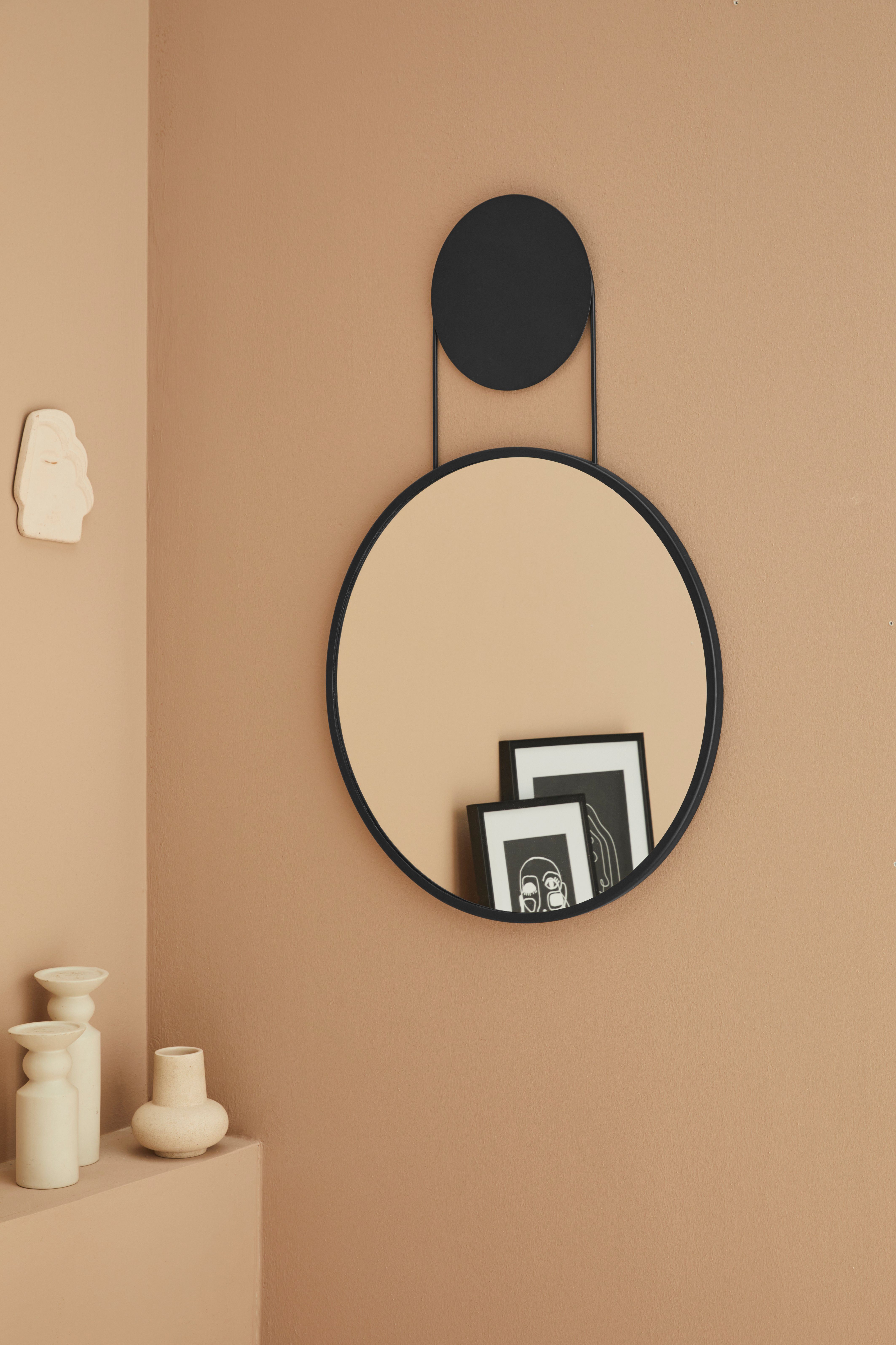 LeGer Home modern Metall, Wanddeko, by (1-St), Rahmen ovaler Gercke schwarz aus rund, Wandspiegel Dekospiegel, Aufhängespiegel, Lena