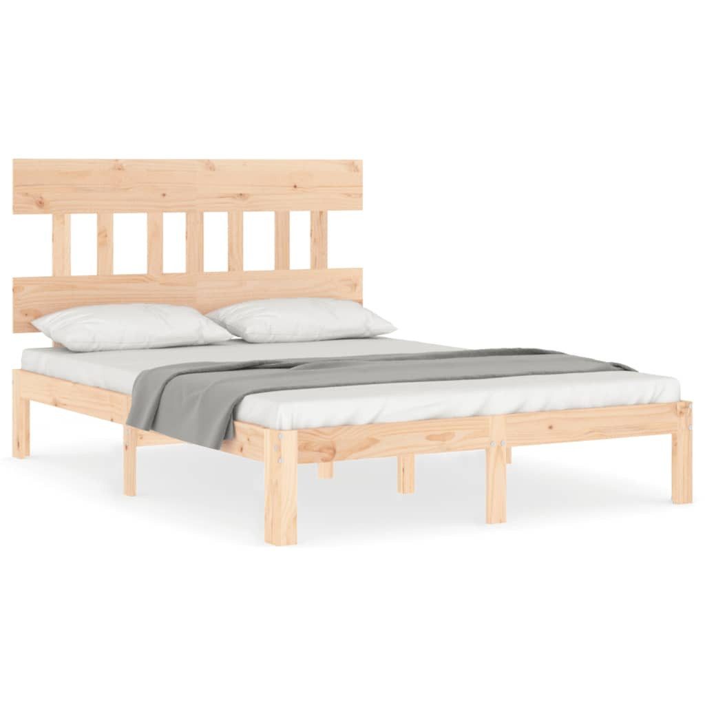 vidaXL Bettgestell, Massivholzbett mit Kopfteil 140x200 cm günstig online kaufen