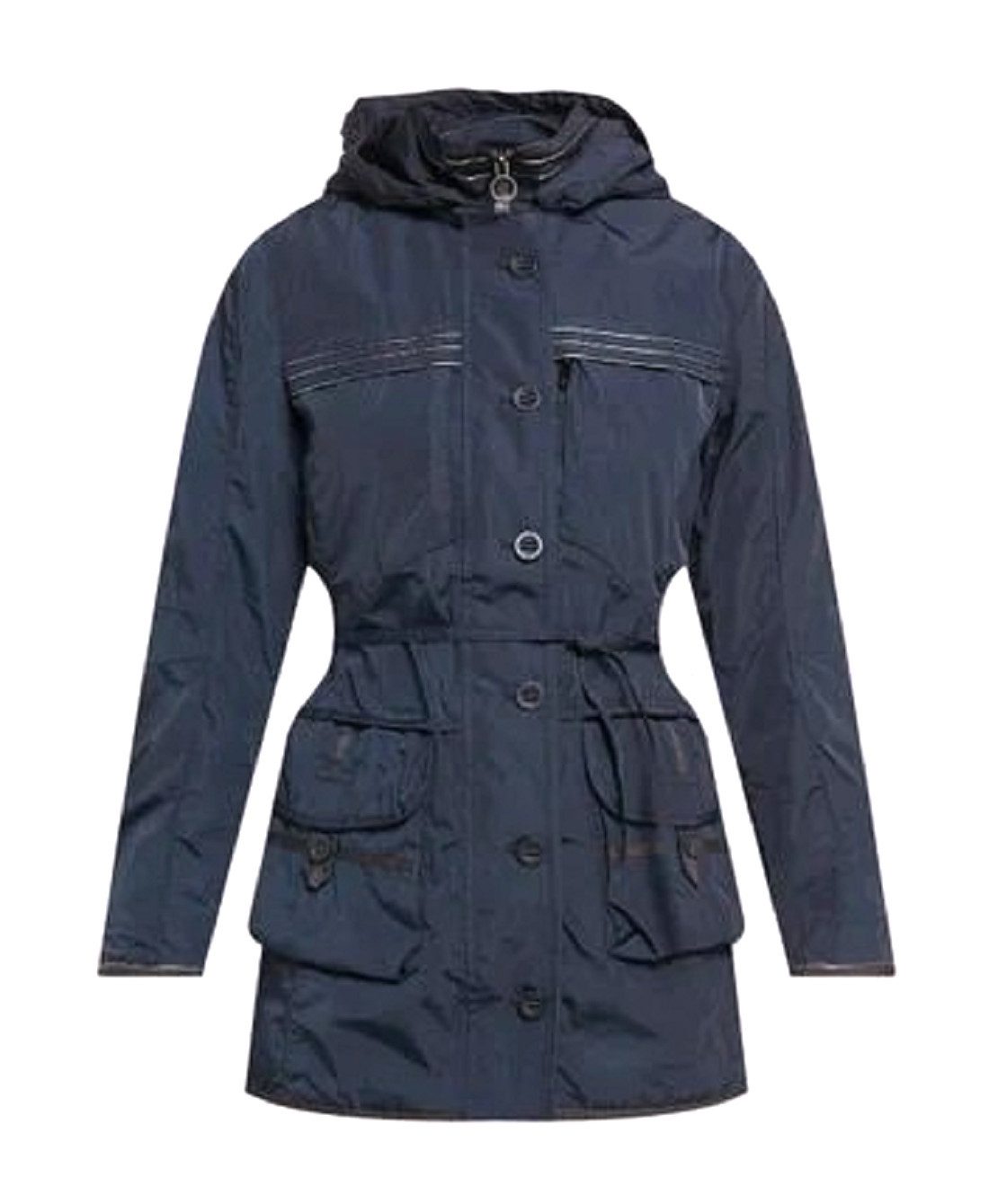 Wellensteyn Langjacke Wellensteyn Damen Übergangsmantel RIMINI RIMI-382, Darknavy abnehmbarer Kapuze, in Unifarbe