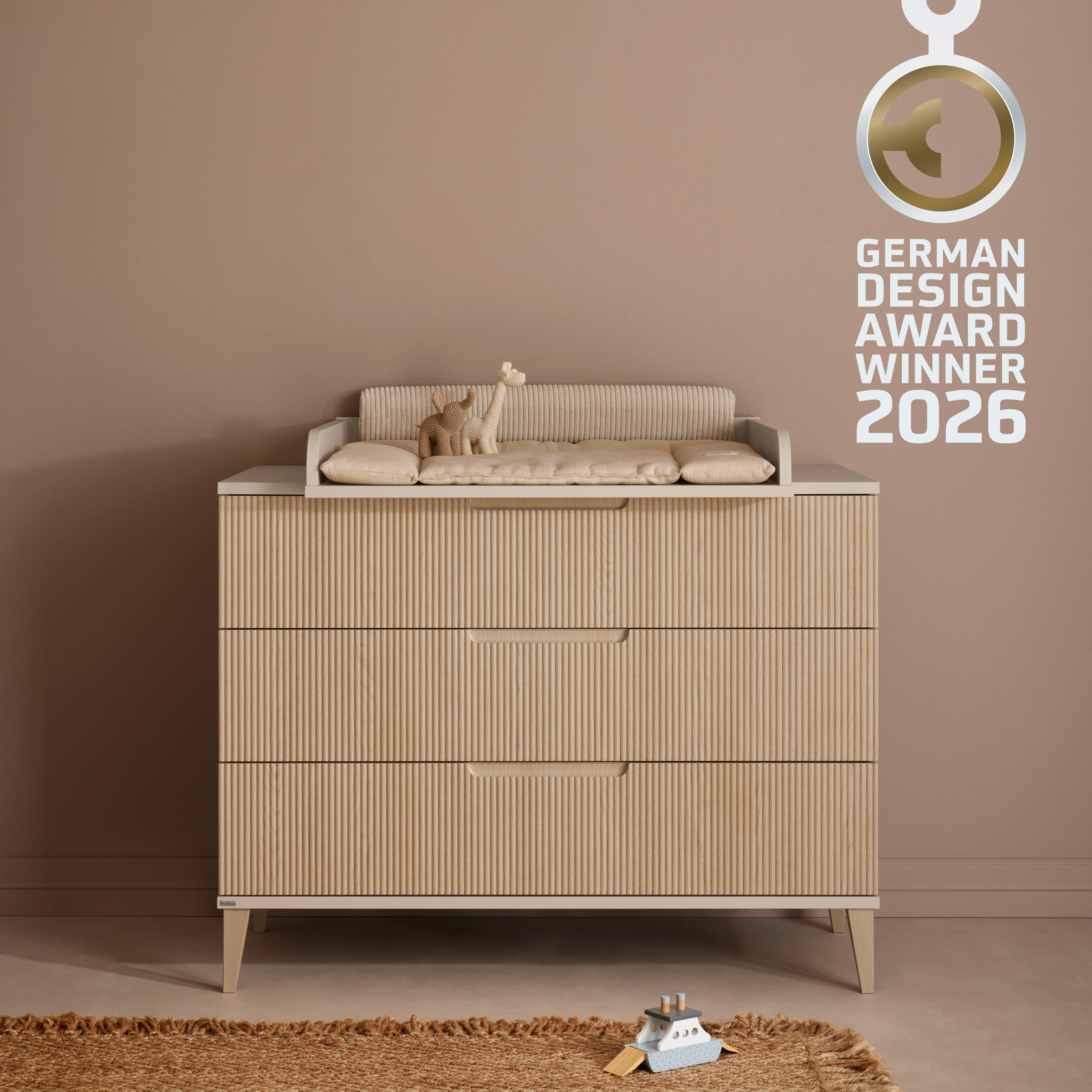 PAIDI Wickelaufsatz JONTE in Beige, zur Erweiterung der Kommode, Wickelauflage aus Holz, mit gerundeten Kanten