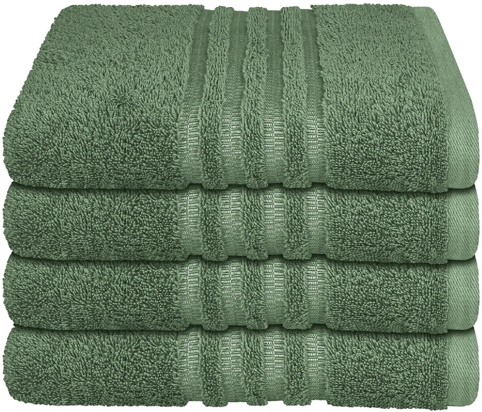 Schiesser Handtücher Milano aus 100% Baumwolle mit eleganter Bordüre in Hoch-Tief-Optik, Frottier (Set, 4-St), OEKO-TEX® MADE IN GREEN