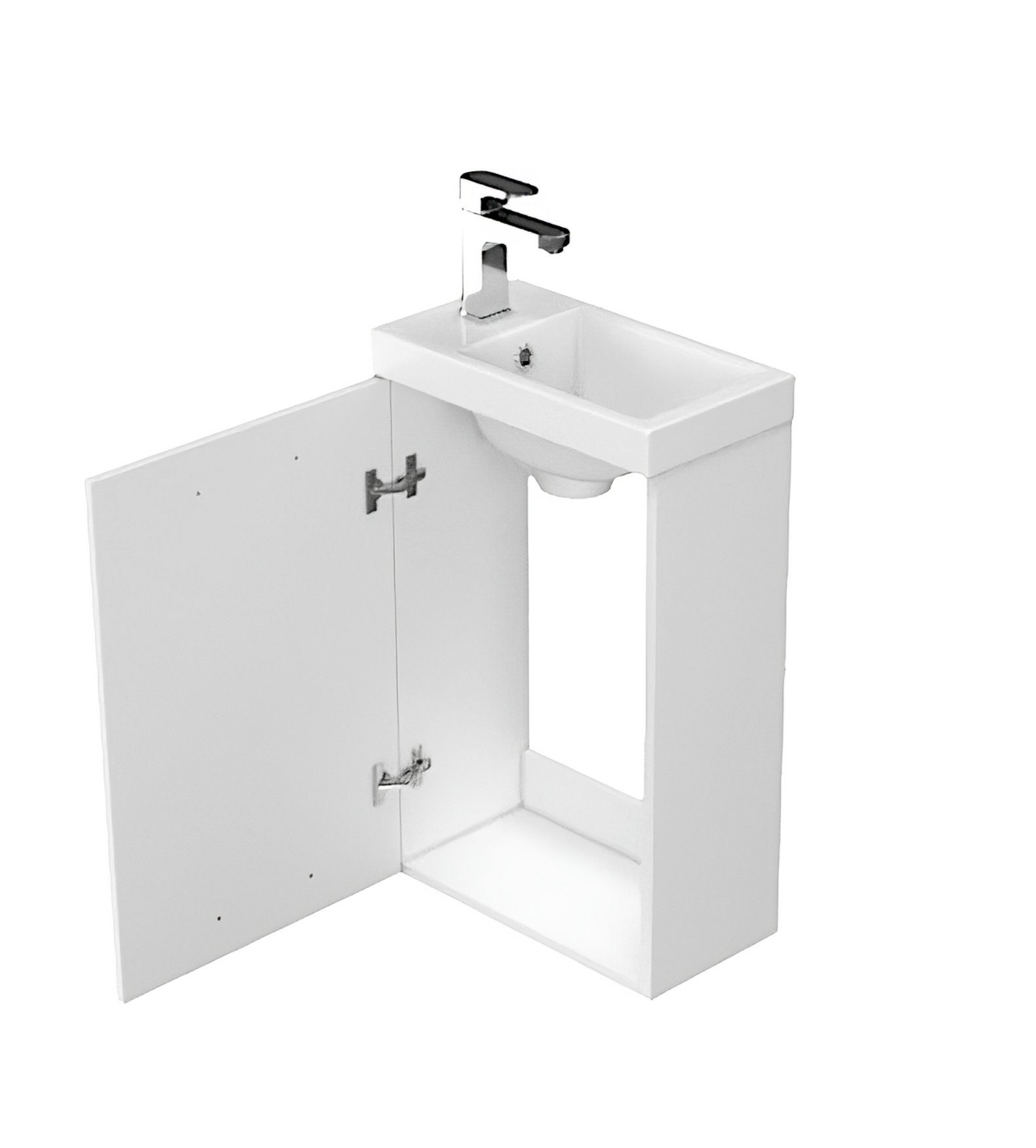 Türen KOLMAN Weiß LARA mit COMO Set Keramikwaschbecken 40 & Badmöbel Badezimmerschrank Waschbeckenunterschrank