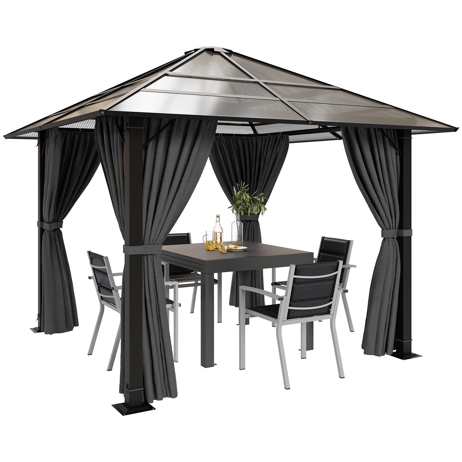 HOMALL Pavillon 3x3/3x4m Gartenpavillon Verdickter Aluminium-Pavillon, günstig online kaufen