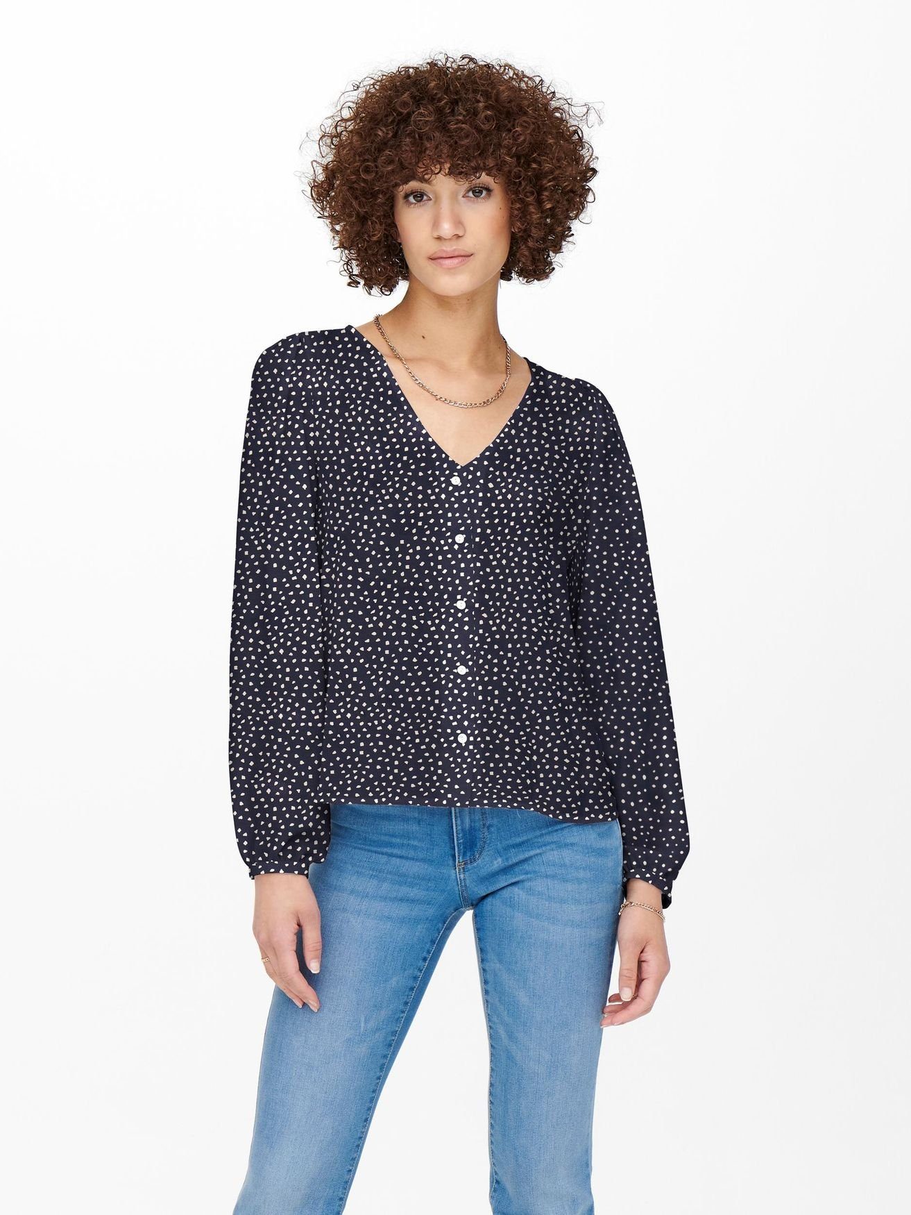 TOP ONLSONJA Blusenshirt L/S PTM LIFE - ONLY 15251513 in Dunkelblau BUTTON NOOS 4677