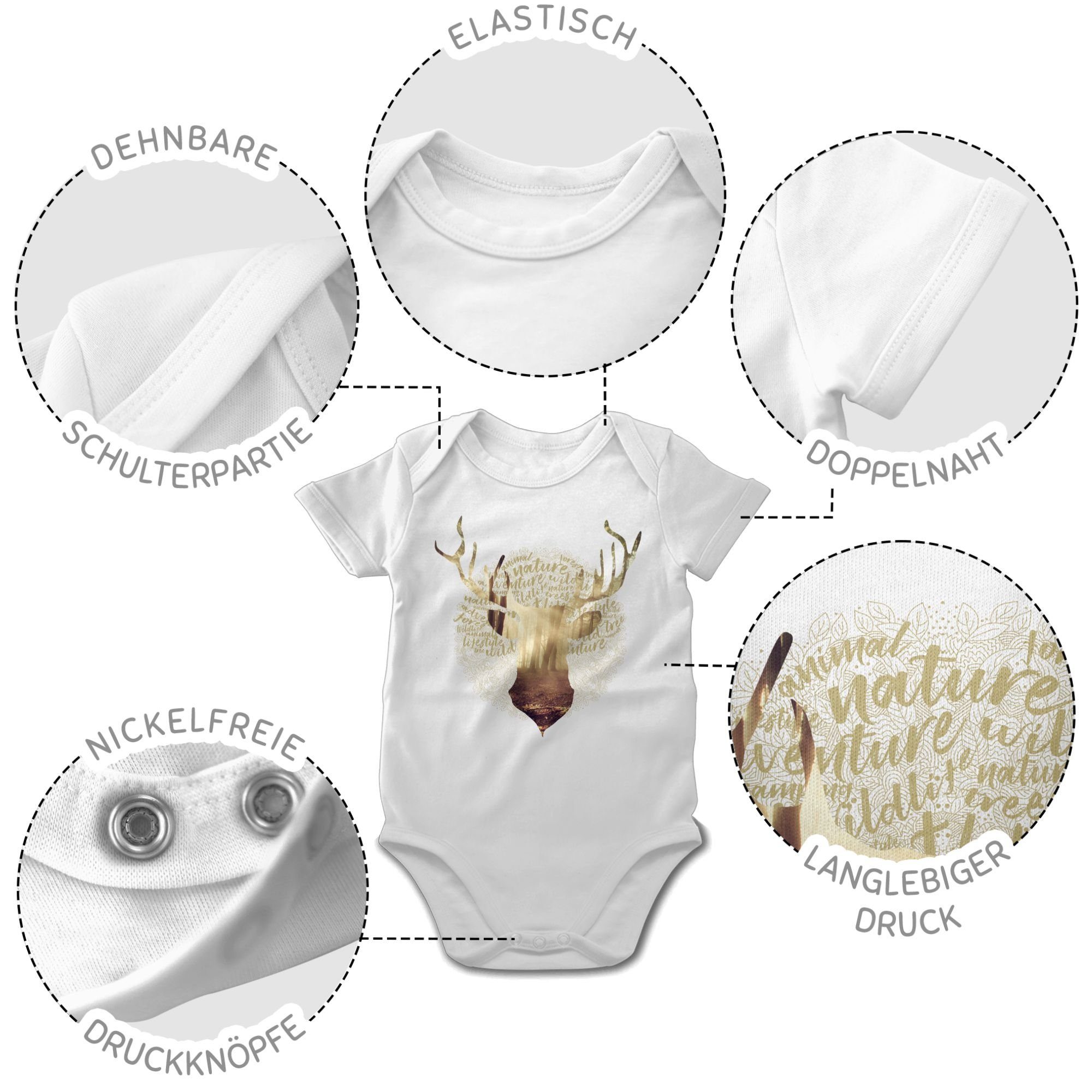 Oktoberfest Shirtracer Outfit Weiß für Shirtbody Hirsch Jäger 2 Baby Mode