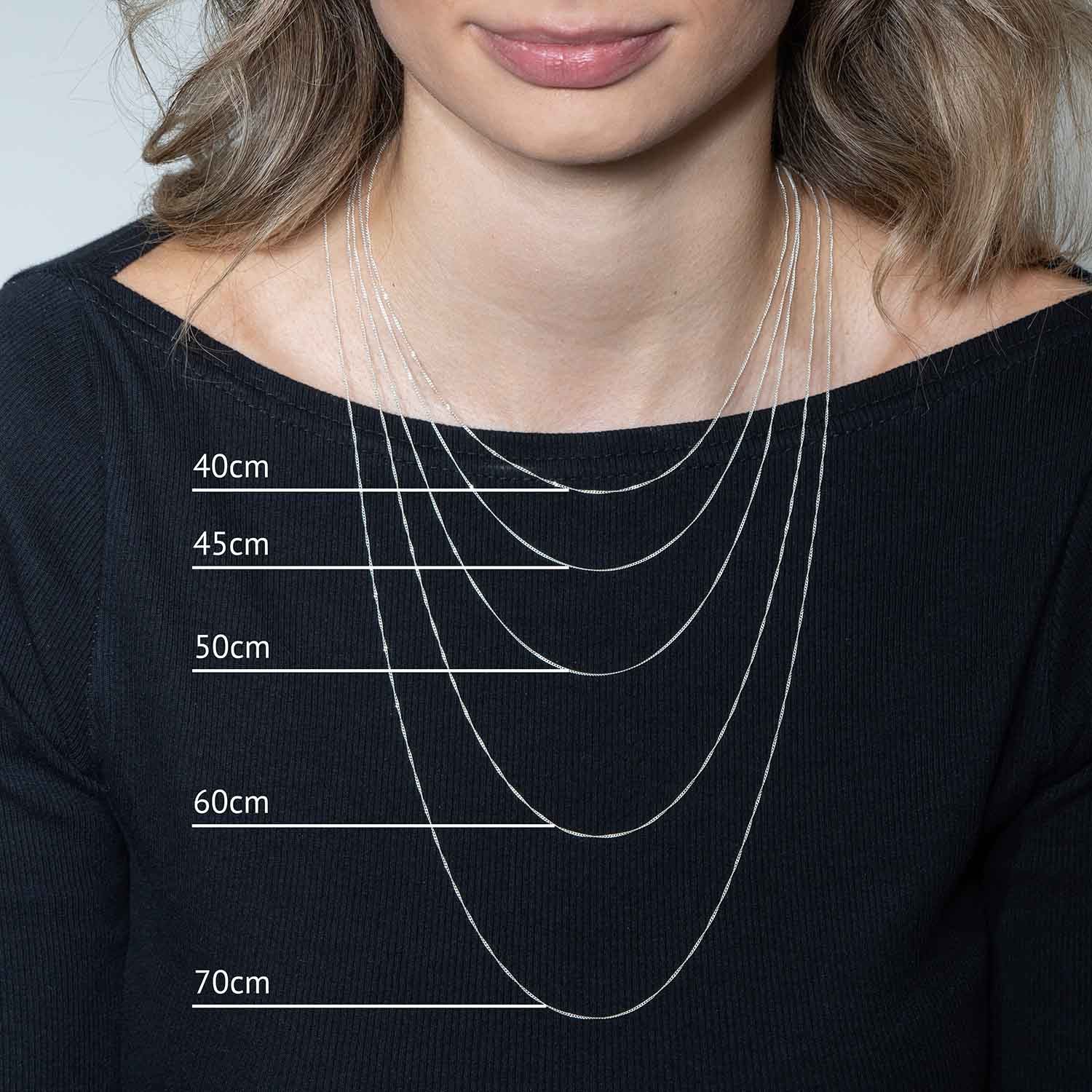 Materia Silberkette Panzerkette Damen Silber gekordelt 1mm K43, 925 Sterling Silber