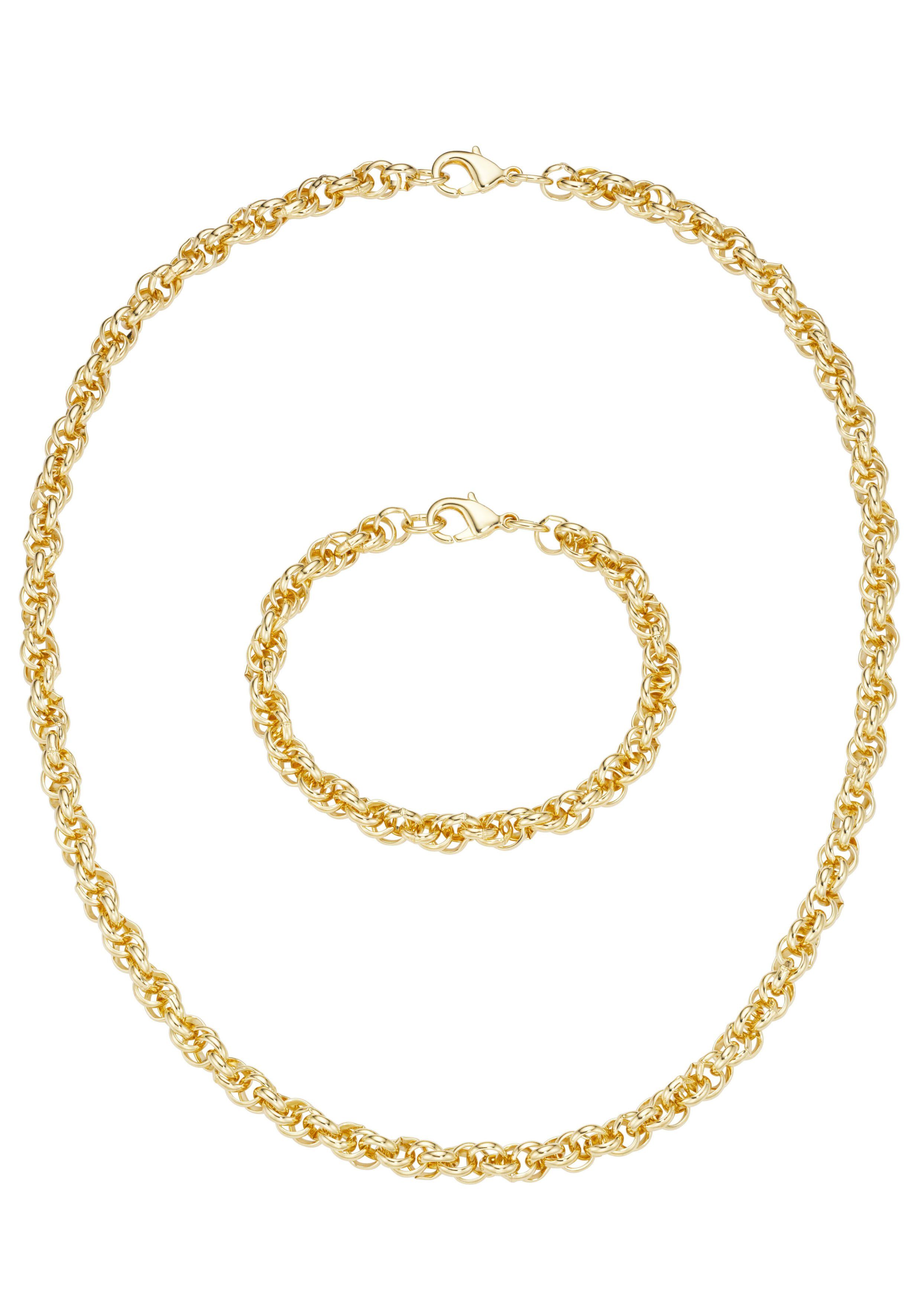 Firetti Schmuckset Multipack Schmuck Geschenk Halskette Armkette (Set, 2-tlg), Dreifache Erbskettengliederung, ca. 6,8 mm breit