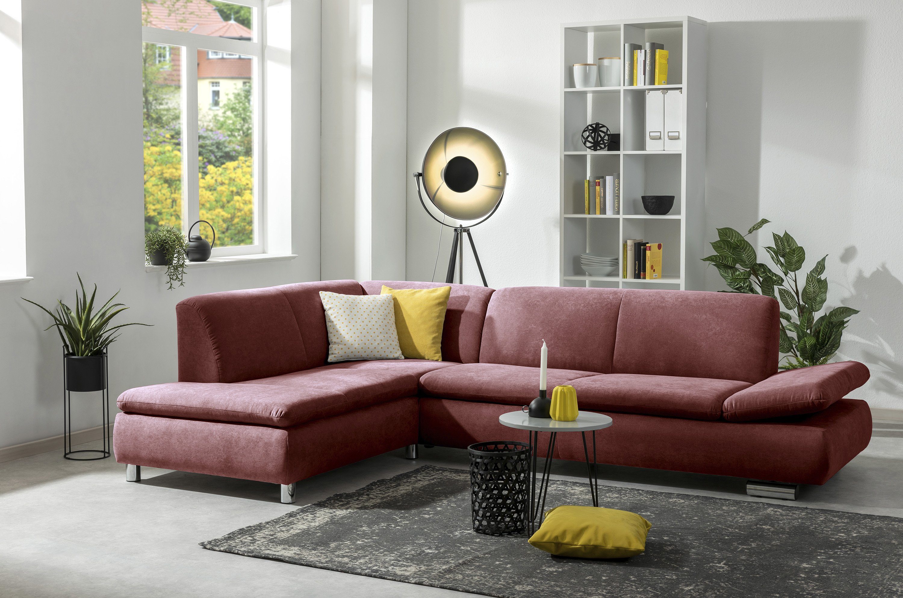 Max Winzer® Ecksofa Terrence Ecksofa links mit Sofa 2,5-Sitzer rechts  Flachgewebe rot, 1 Stück, Made in Germany