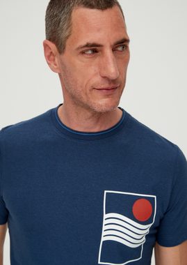 s.Oliver Kurzarmshirt T-Shirt aus Leinenmix Artwork