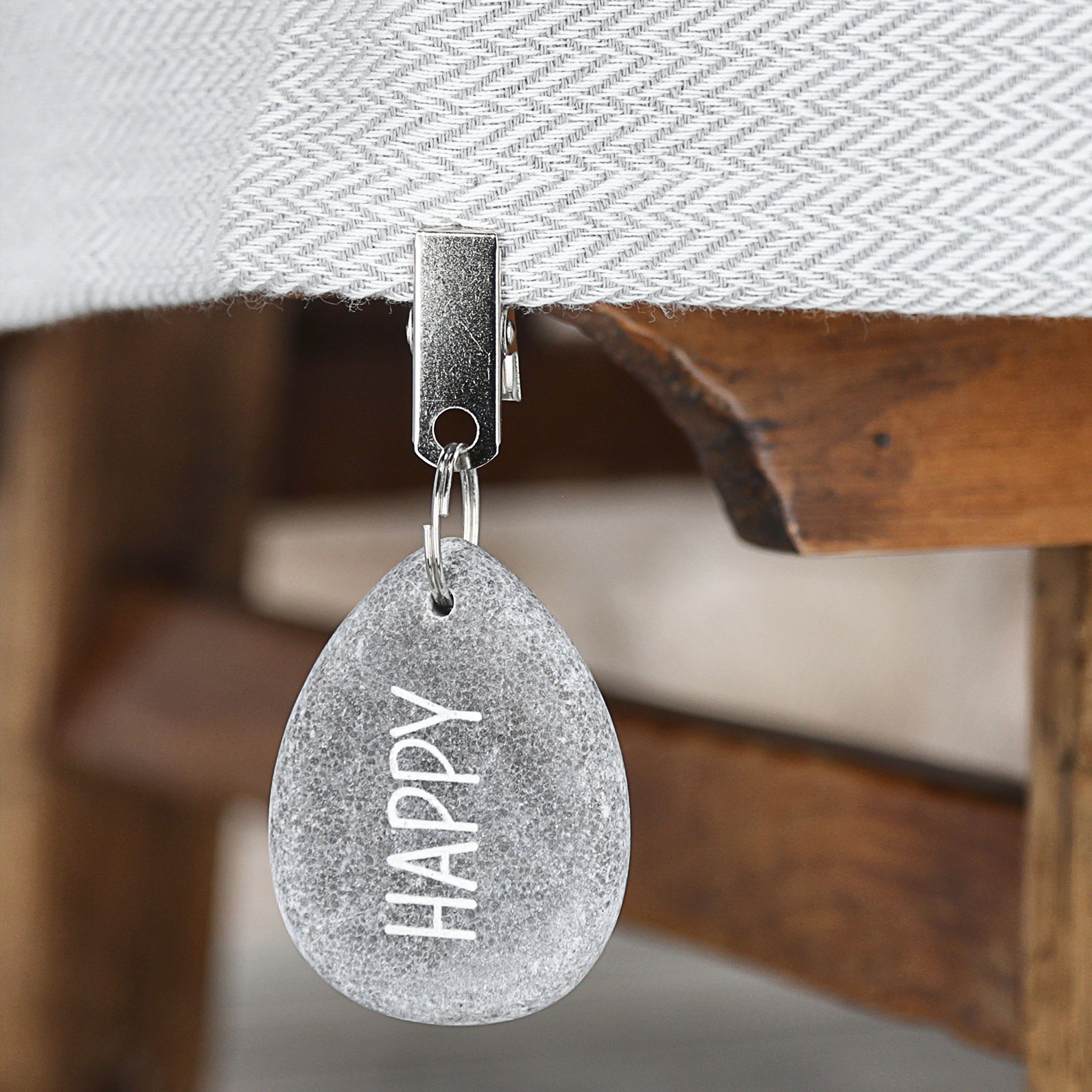 CEPEWA Tischdecke Tischdeckenbeschwerer 4er Set Stein 4,5x6x1cm Happy Luck Love Smile – Bild 3 von 5