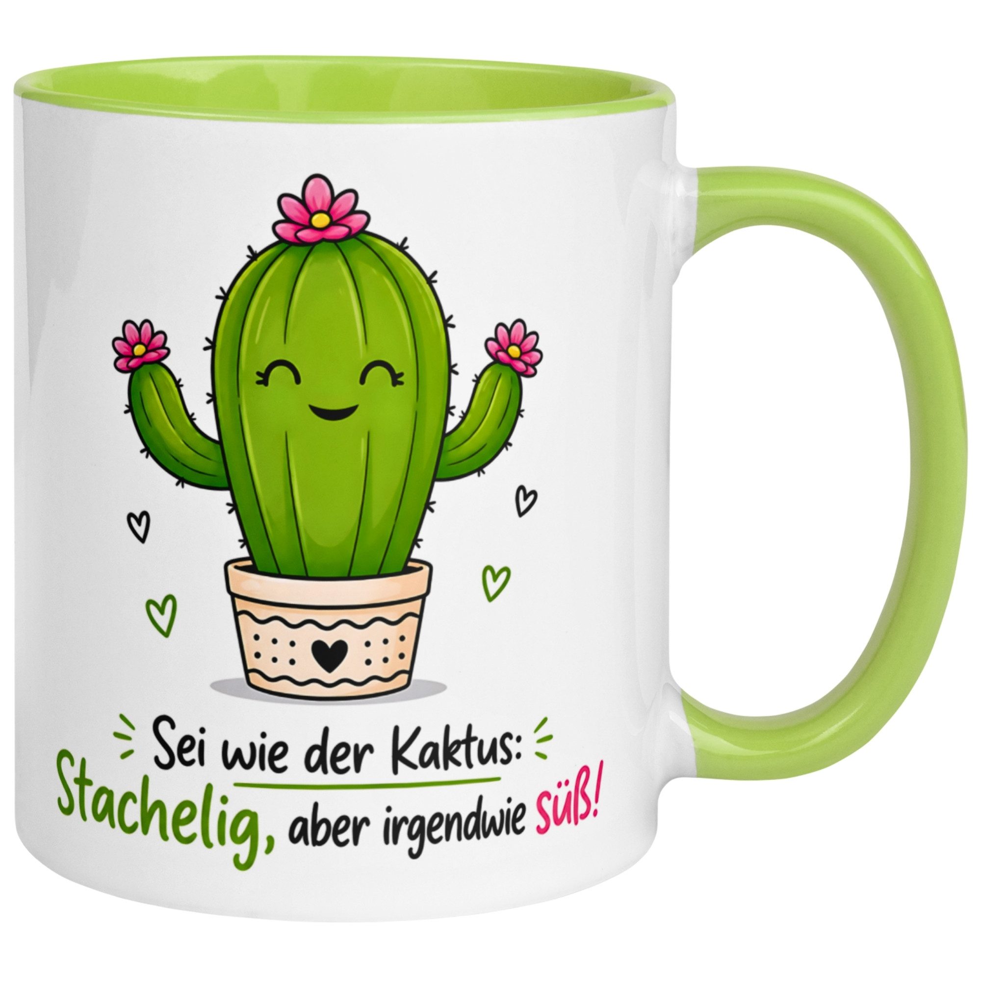 Momentals Tasse Kaktus – „Sei wie der Kaktus - Stachelig aber irgendwie süß“, Gratis Versand · Links-&Rechtshänder · Spülmaschinenfest