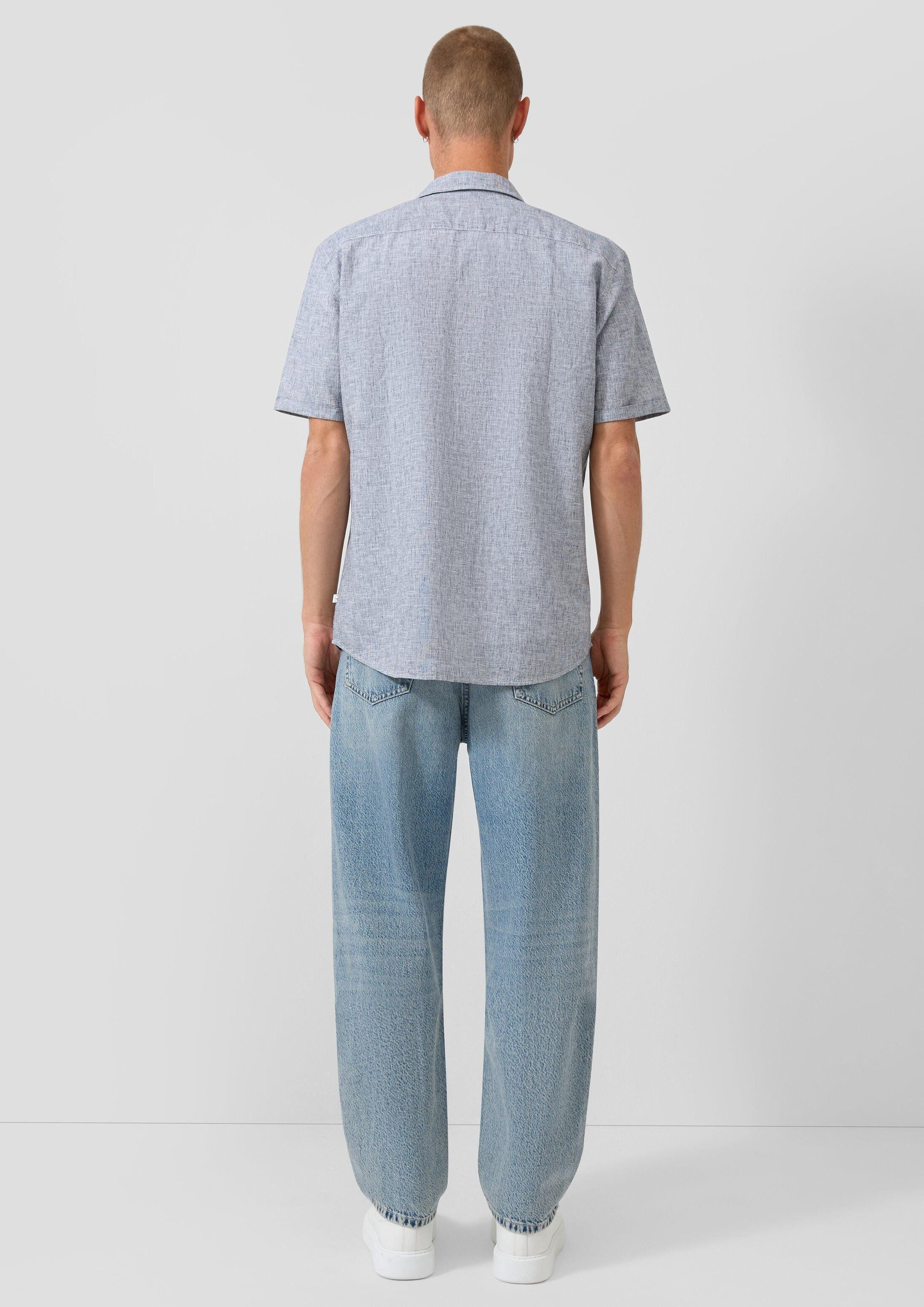QS Kurzarmhemd Hemd Regular Fit: Leinenmix-Hemd