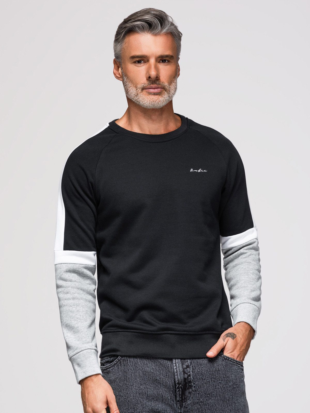 OMBRE Sweatshirt Dreifarbiges Herren-Sweatshirt mit Raglanärmeln