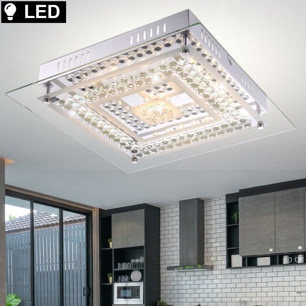 Warmweiß, Kristalleuchte LED Deckenlampe Glaslampe etc-shop Deckenleuchte inklusive, Wohnraumlampe Deckenleuchte, Leuchtmittel LED