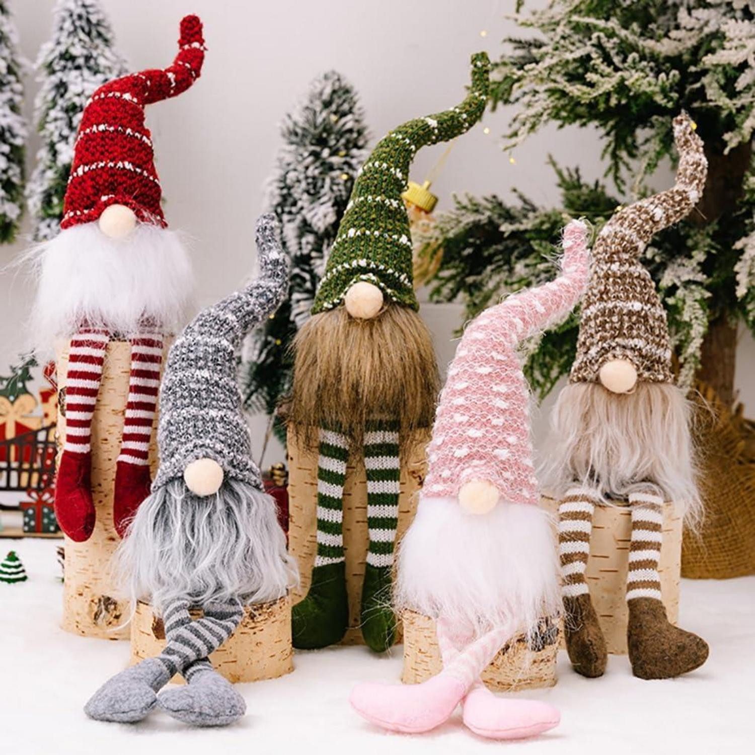 Weihnachtsfigur Weihnachtsdeko Wichtel Figuren Plüsch Innen 5 Stück Lange Beine