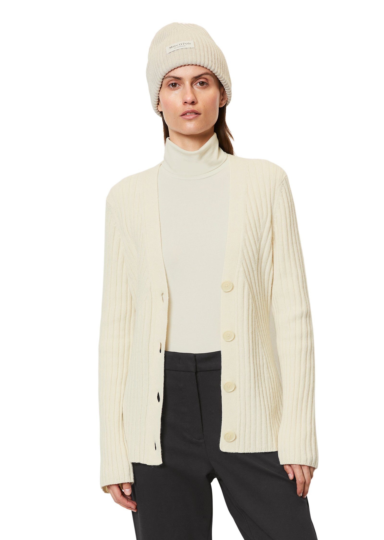 Marc O'Polo Cardigan mit Fully fashioned Details weiß | Cardigans