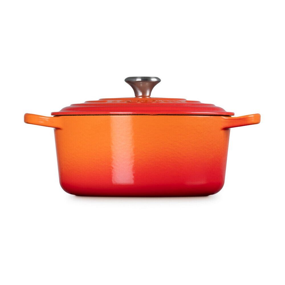 LE CREUSET Bräter Bräter mit Deckel 22 cm Signature Ofenrot, Emailliertes Gusseisen, Schmortopf, Cocotte, Bratentopf, ca. 3-4 Personen, Ø22cm, Gusseisen