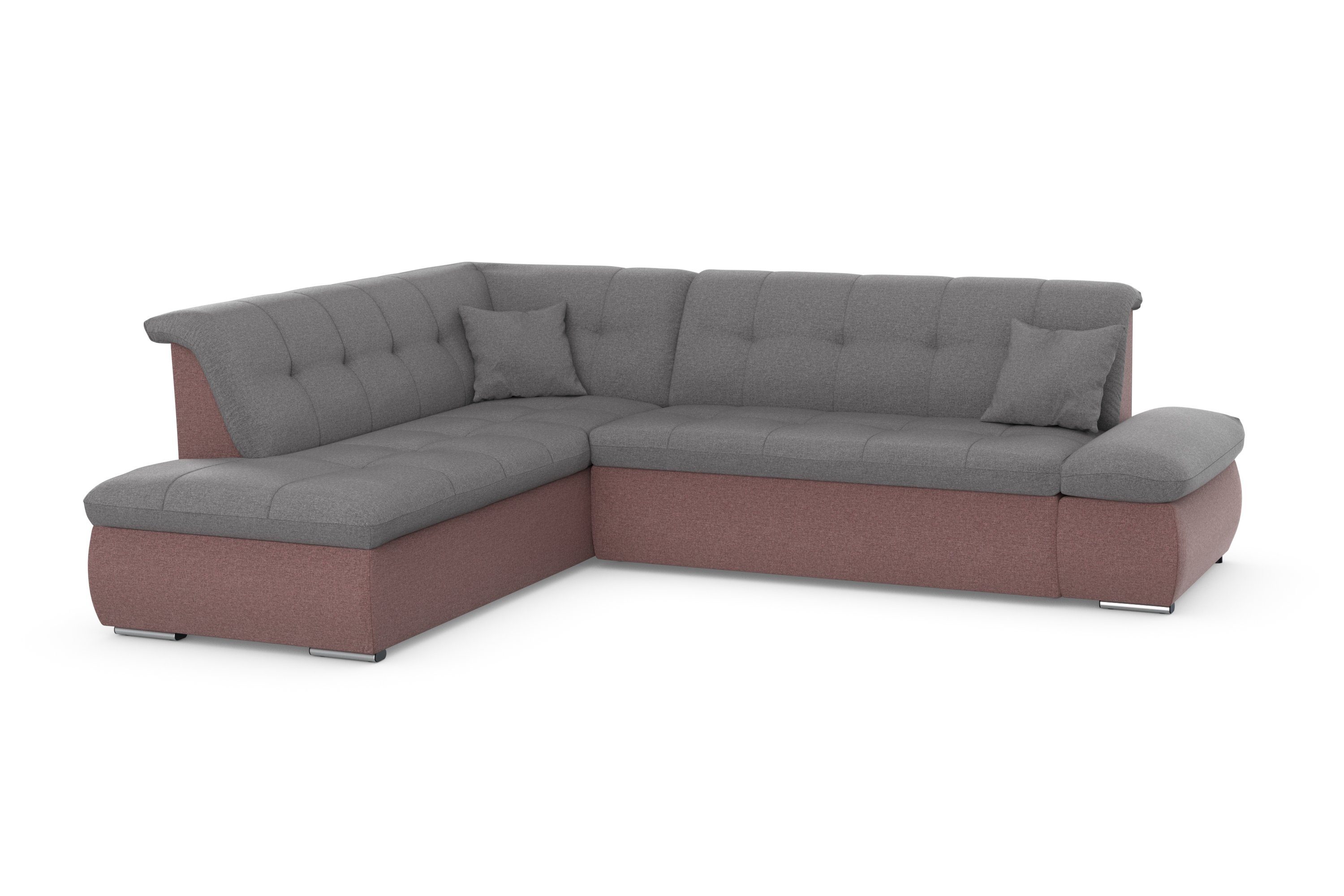 DOMO collection Ecksofa Moric, wahlweise | und mit Armlehnenverstellung beere grau beere/grau | Bettfunktion