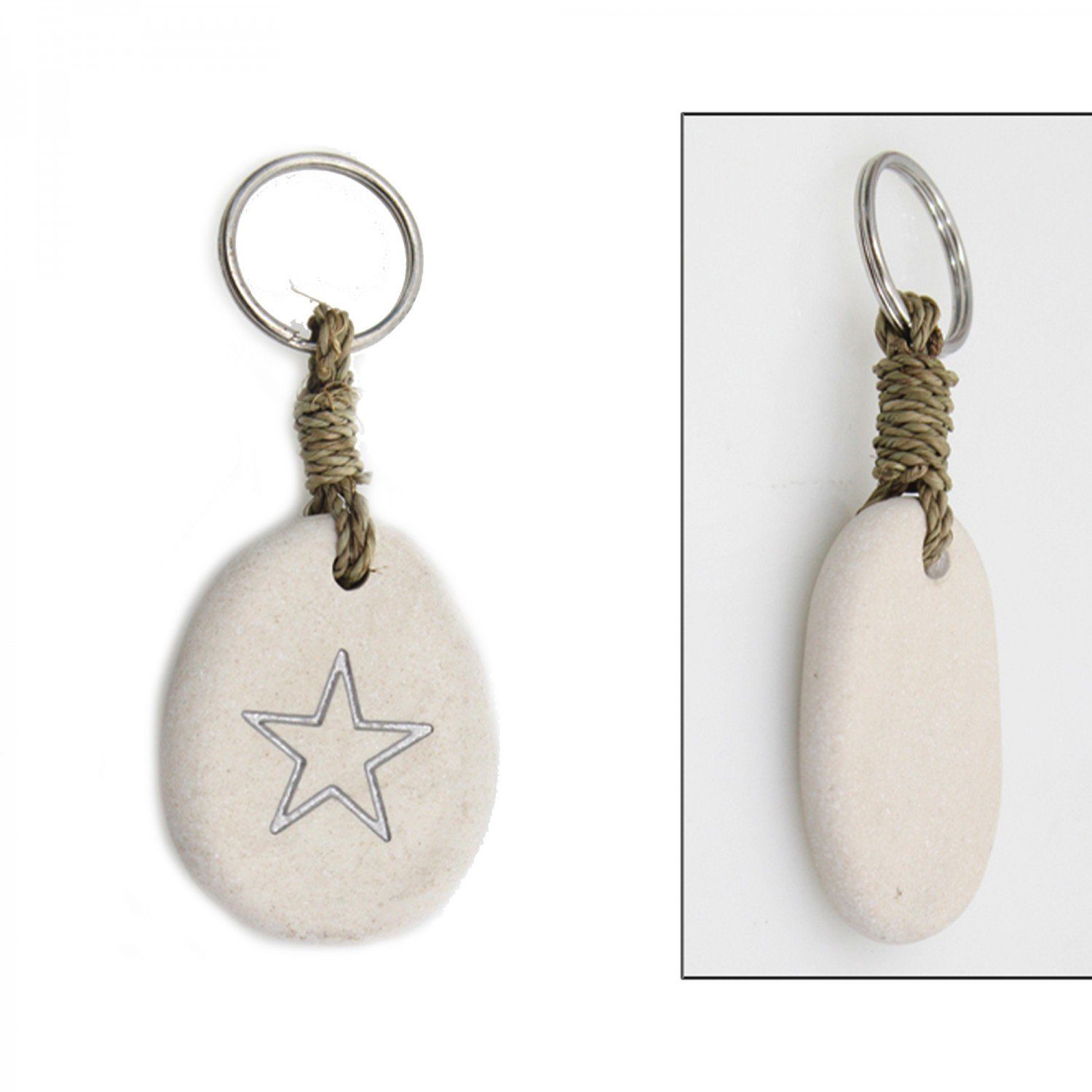 mitienda Schlüsselanhänger mit Gravur Gravur Stern Schlüsselanhänger aus Stein mit
