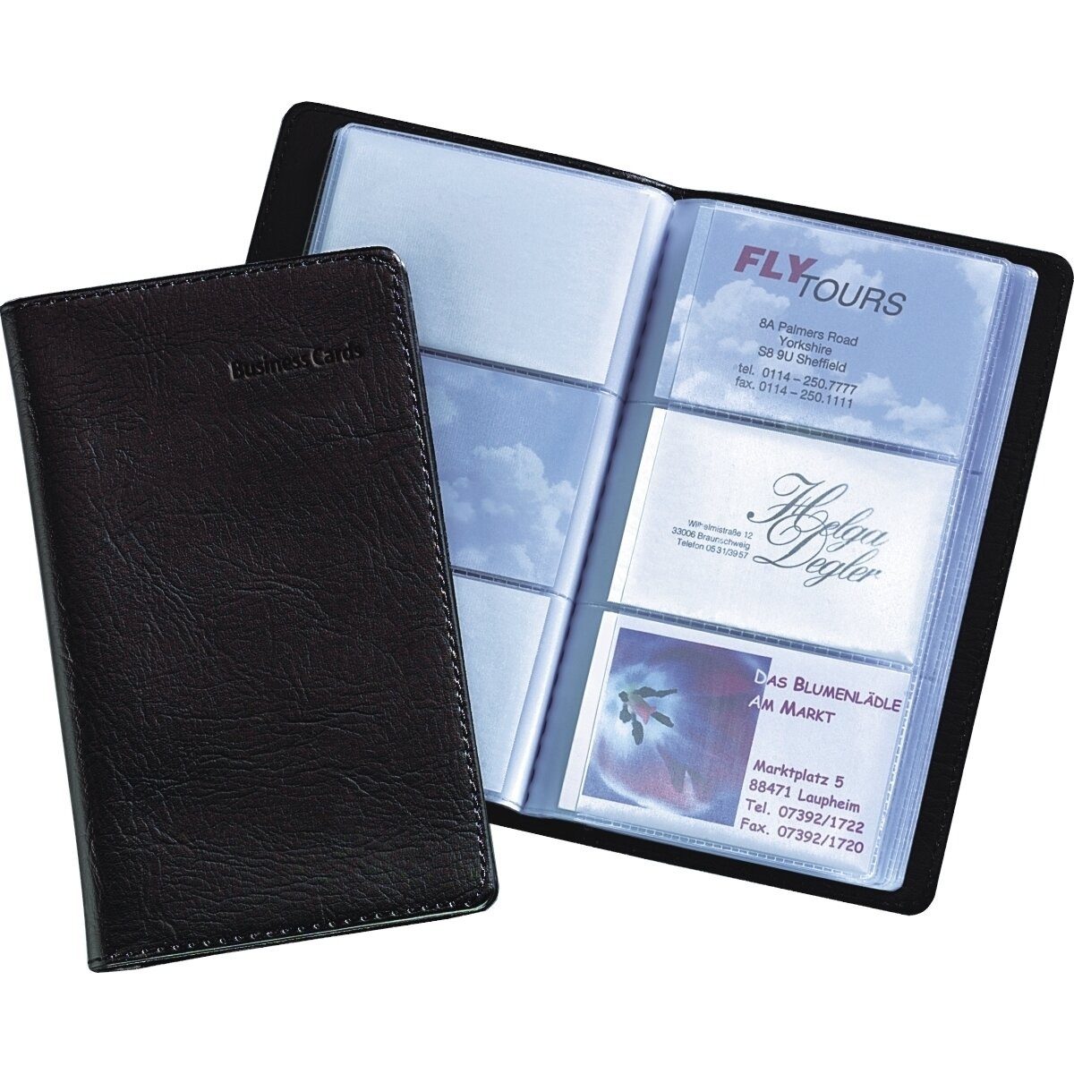 Sigel Visitenkartenhülle Visitenkarten-Mappe Lederoptik schwarz/matt für 120 Karten 90x58mm