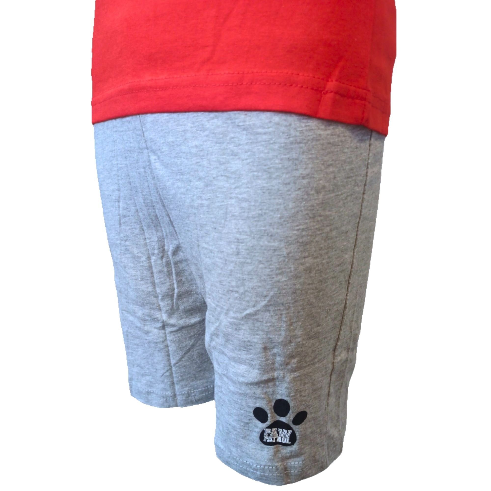 Set PATROL (2 PAW cm Gr. Shorty Jungen Schlafanzug Pyjama tlg) Rot-Grau - 98-128