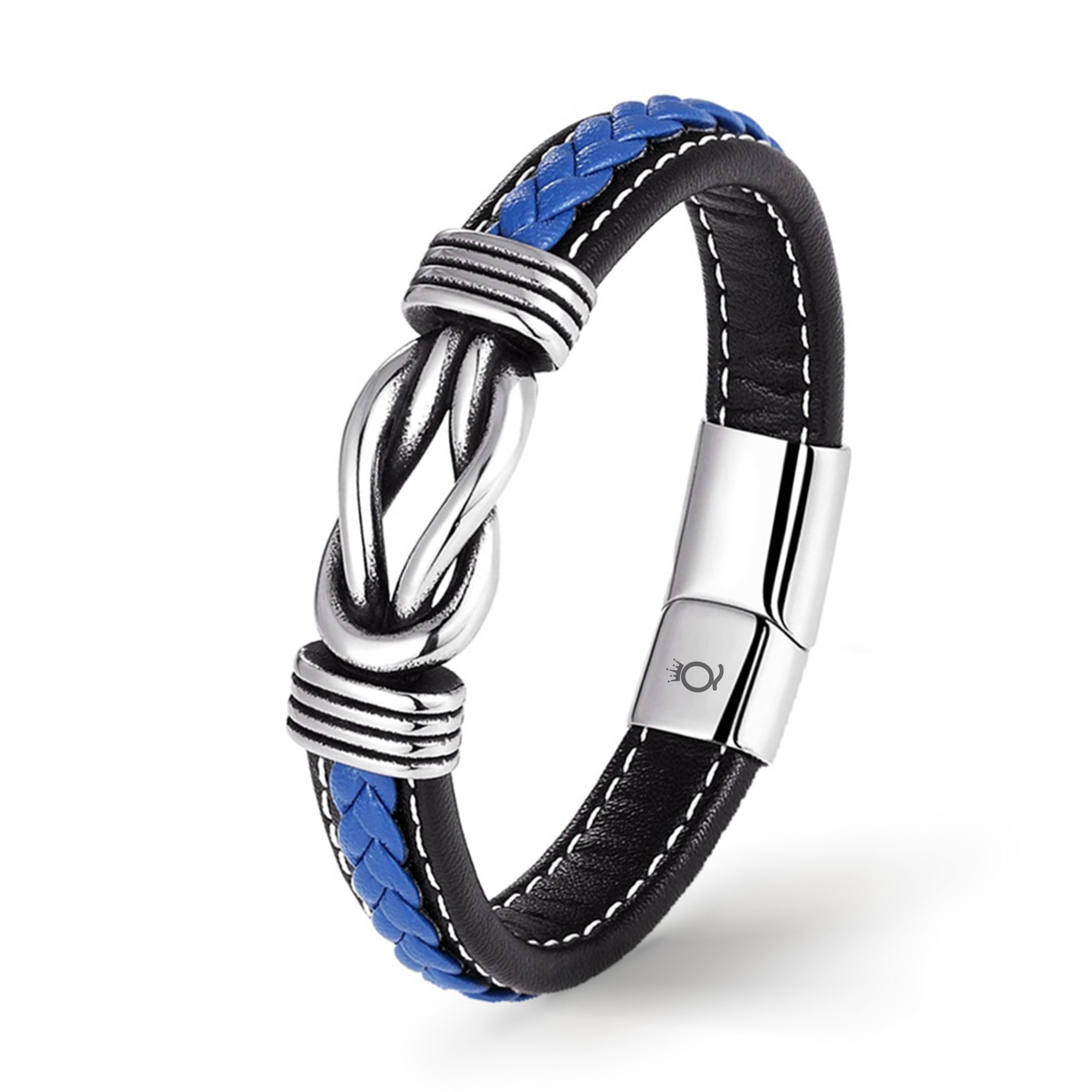 UNIQAL.de Lederarmband Unendlichkeit Leder Armband "INFINITY" Herren (Unendlichkeitssymbol, Echtleder, Casual Style, Handgefertigt), Designed in Germany Blau