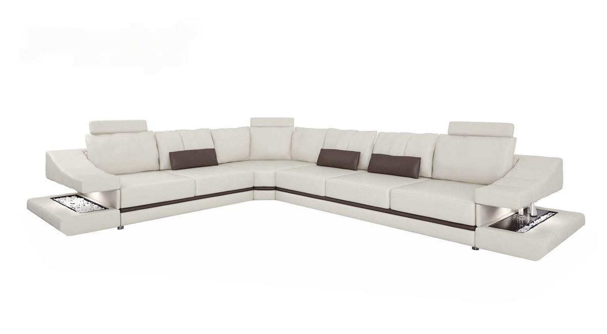 Ecksofa Elegantes Schlafsofa in Weiß aus Kunstleder mit Edelstahlfüßen