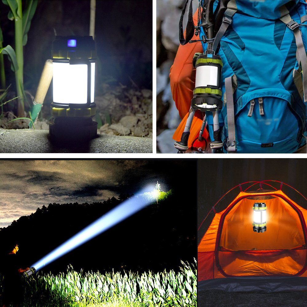 MDHAND Taschenlampe Duale Lichtquelle Camping (1-St), Campinglampe 6 mit Wiederaufladbare Modi tragbare Warnlicht Licht
