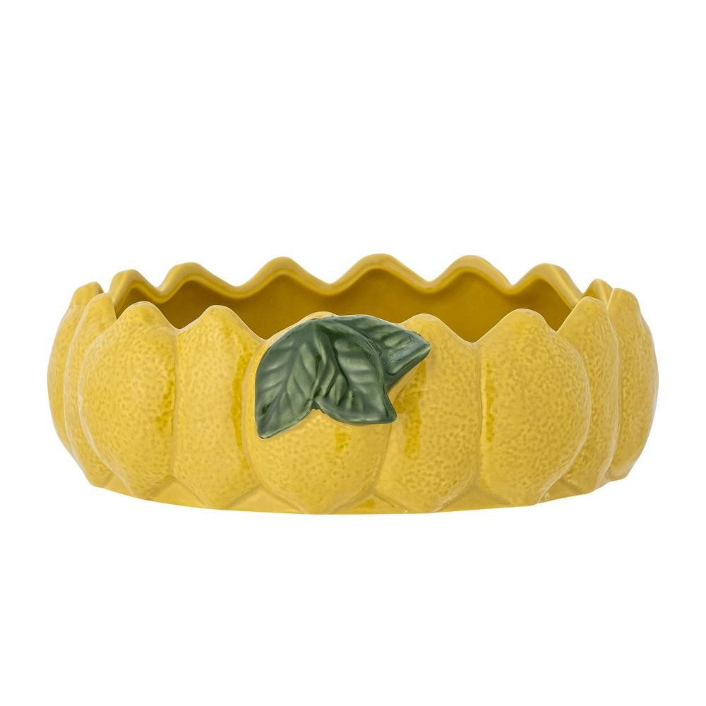 Bloomingville Servierschale Limone, aus Steingut, in Gelb, D21 cm, Zitronen-Design