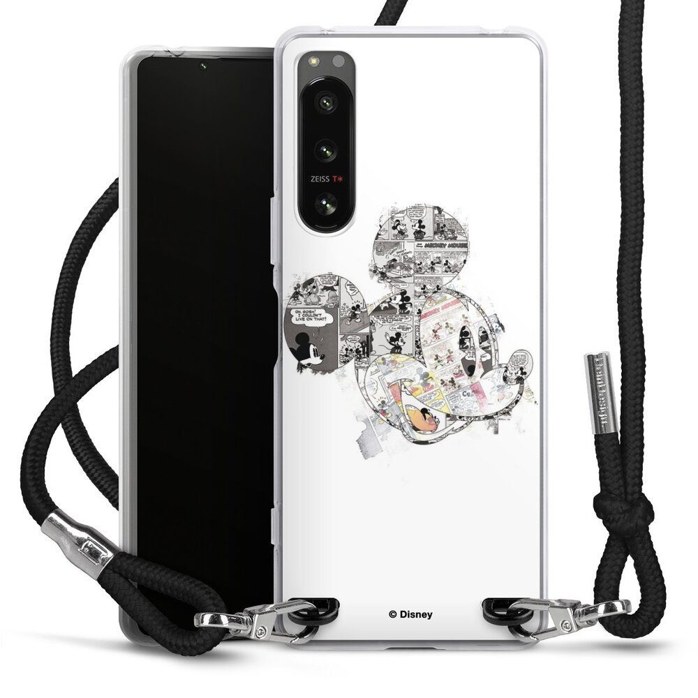 DeinDesign Handyhülle Mickey Mouse Offizielles Lizenzprodukt Disney Mickey Mouse - Collage, Sony Xperia 5 IV Handykette Hülle mit Band Case zum Umhängen