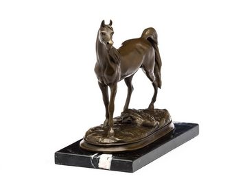 Aubaho Skulptur Bronzeskulptur Pferd Bronzestatue auf Steinplinthe Bronze Antik-Stil -
