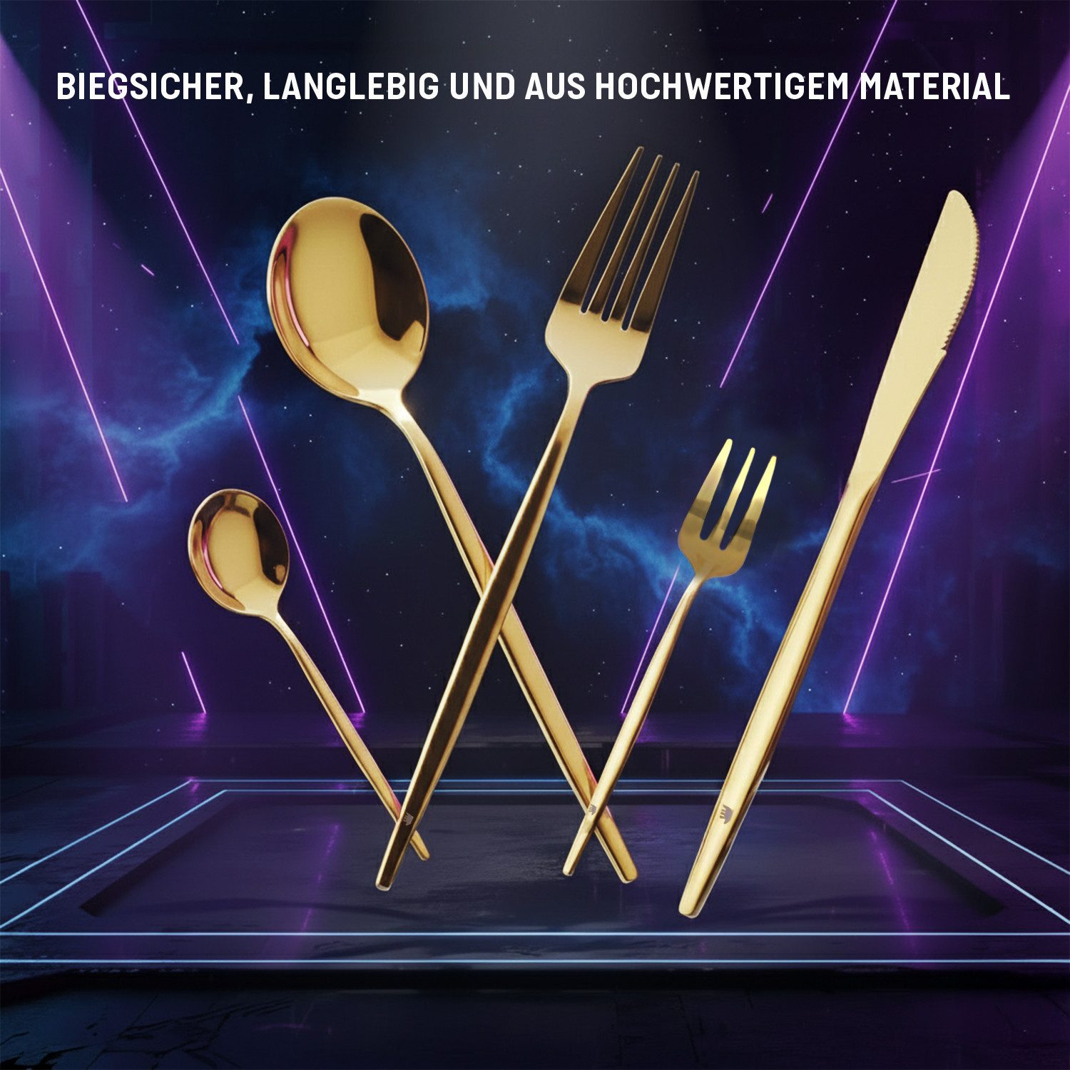 Roxlin Besteck-Set Roxlin Besteckset 30-tlg Standard Design, Gold/Schwarz/Rosa/Silber, 6 Personen, Edelstahl – Bild 5 von 5