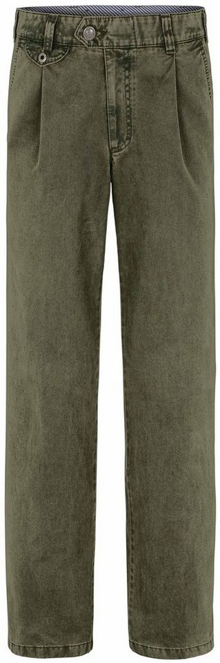 EUREX by BRAX Regular-fit-Jeans EUREX BY BRAX Bundfalten-Jeans Fred oliv  kariert Regular Fit Langarm