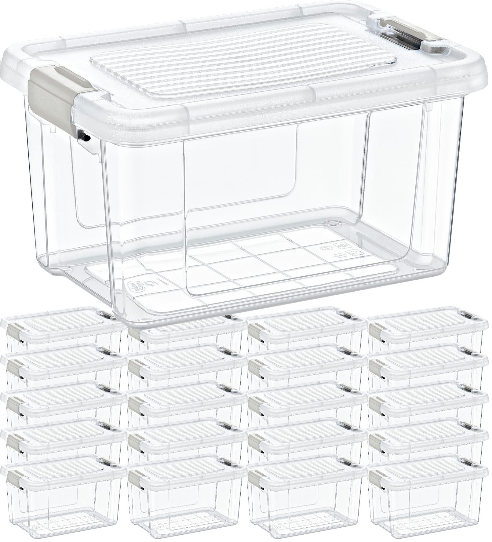 Koopman Aufbewahrungsbox Stapelbox Kunststoff 18x12 cm Deckel 10 / 20 er Se günstig online kaufen