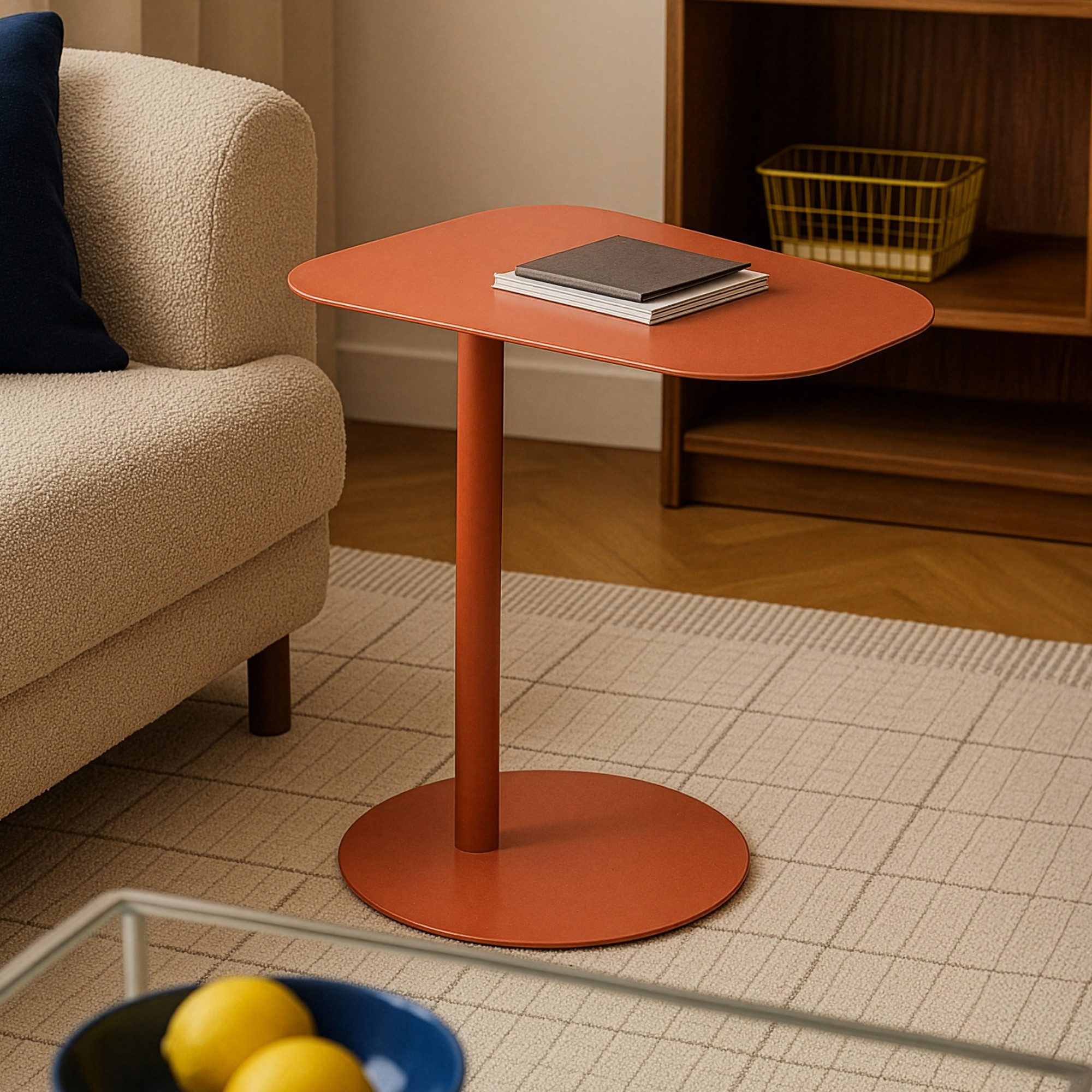 en.casa Beistelltisch, »Nastätten« Balkontisch aus Metall Ziegelrot, matt günstig online kaufen