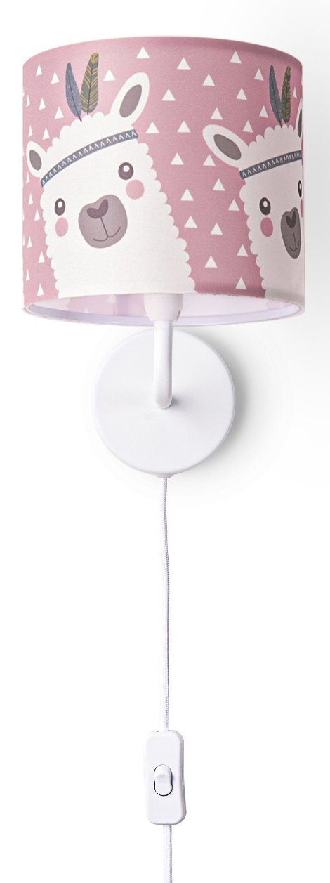 Paco Home Wandleuchte Kinderlampe Ela Ø…18cm Rosa E14 Leuchtmittel, 214, Wandlampe ohne 3m Kabel Lama Grau Schalter Mit