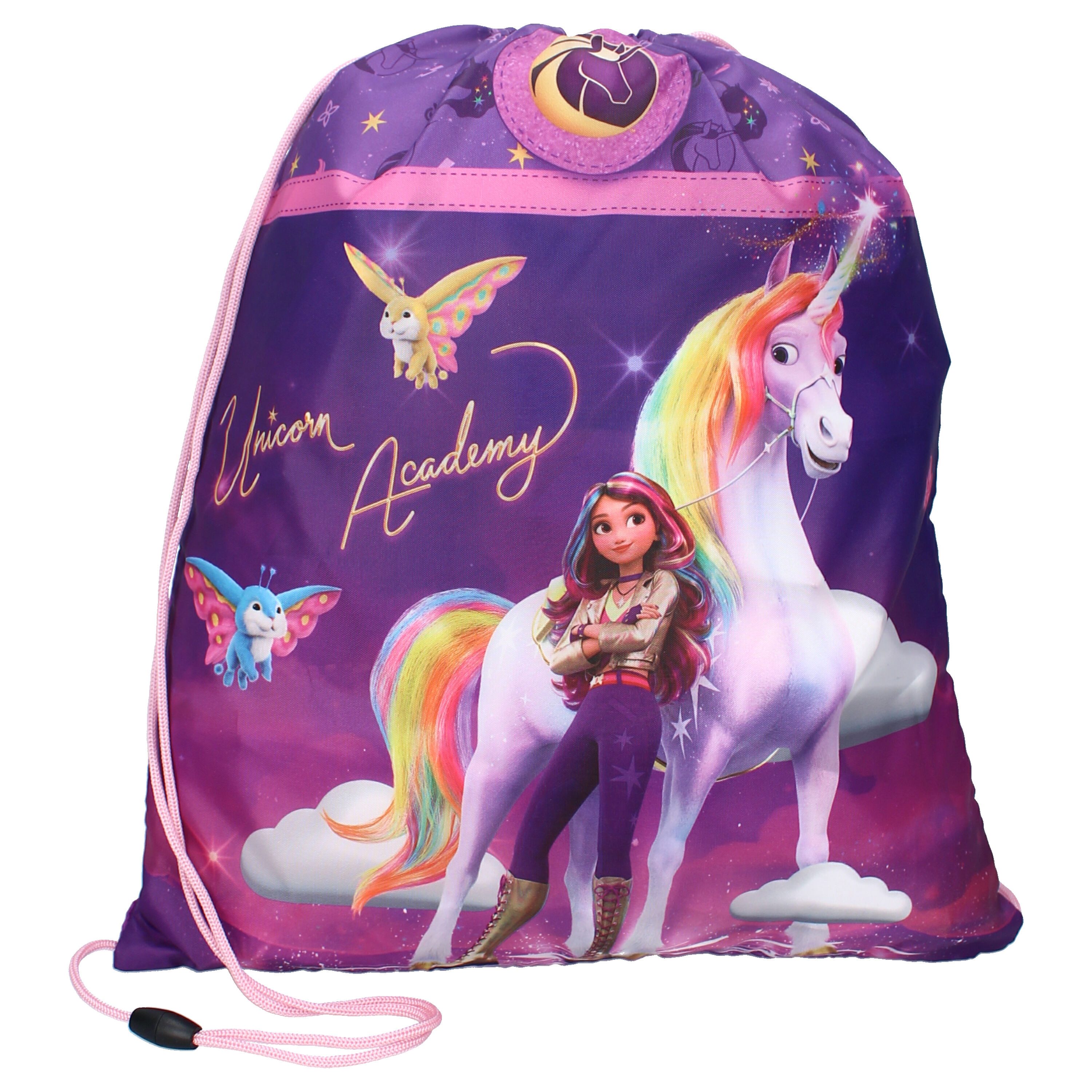 Vadobag Turnbeutel Unicorn Academy Kinder – Sportbeutel Lila 44×36 cm