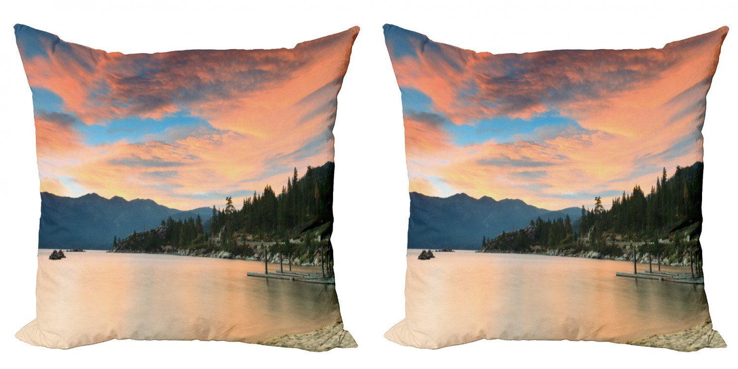 Kissenbezüge Modern Accent Doppelseitiger Digitaldruck, Abakuhaus (2 Stück), See Sonnenuntergang am Lake Tahoe USA