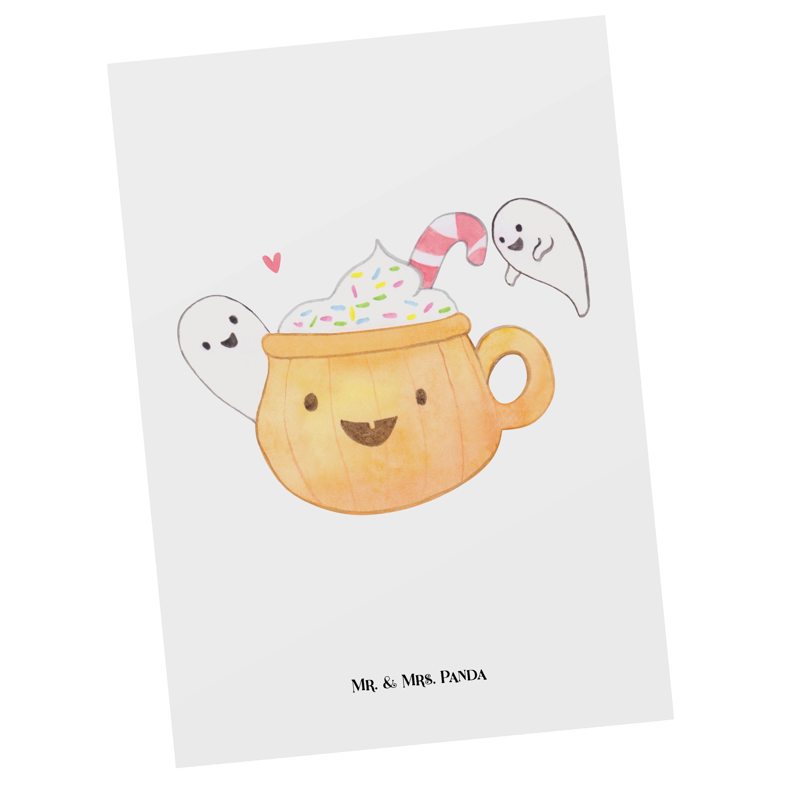 Mr. & Mrs. Panda Postkarte Kaffee Gespenst - Weiß - Geschenk, Deko, Grußkarte, Geschenkkarte, H