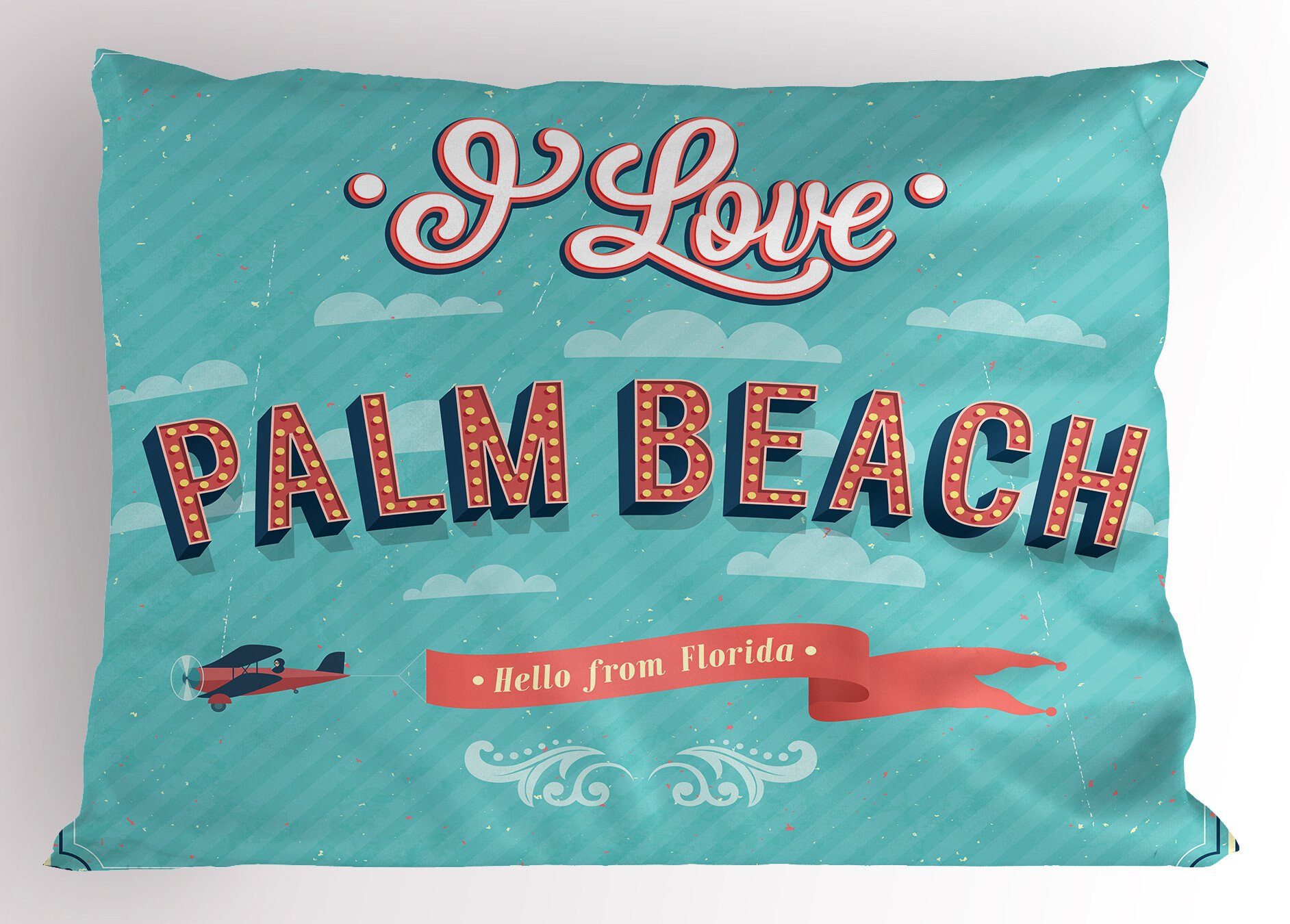 Stück), Abakuhaus (1 Gedruckter King Dekorativer Retro Florida I Kissenbezüge Love Palm Size Kissenbezug, Standard Beach